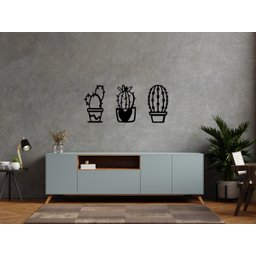 Kit 3 Quadro Decorativo Sala Placa Quadro Cactos - 2