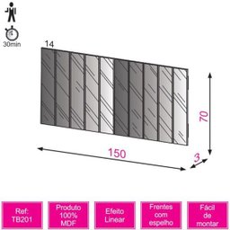 Espelho Decorativo Vertical Winter 150 Cm Moldura Preto Brilho - Lyam Decor - 3 Espelho Decorativo Vertical Winter 150 Cm Moldura Preto Brilho - Lyam Decor - 3