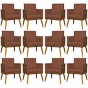 Ver imagem 1 de Kit 12 Poltronas Decorativas para Escritório Lis Corino e Pé Palito - Terracota Suede Corino