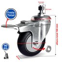 Ver imagem 2 de Rodizio Gir. Espiga 5 Pol. C/ Freio Roda Pvc C/ Rolamento