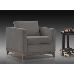 Poltrona Decorativa Aspen 01 Lugar Suede Cinza - 2