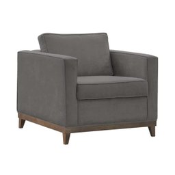 Poltrona Decorativa Aspen 01 Lugar Suede Cinza - 1