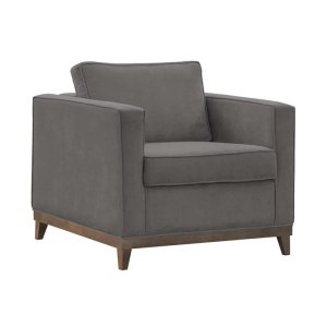 Poltrona Decorativa Aspen 01 Lugar Suede Cinza