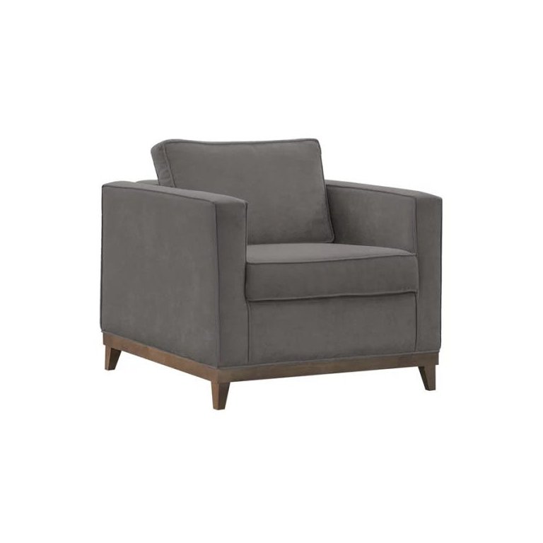 Poltrona Decorativa Aspen 01 Lugar Suede Cinza