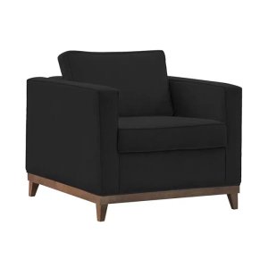 Poltrona Decorativa Aspen 01 Lugar Suede Preto