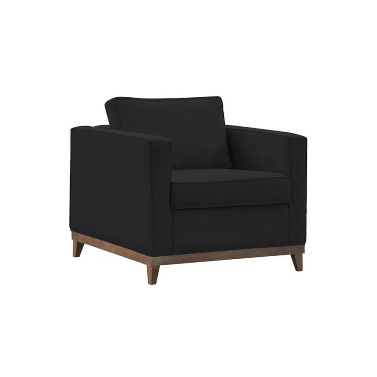 Poltrona Decorativa Aspen 01 Lugar Suede Preto