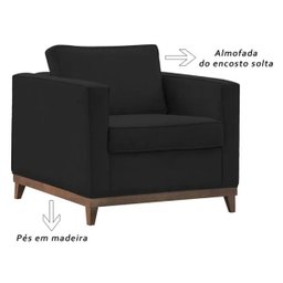 Poltrona Decorativa Aspen 01 Lugar Suede Preto - 3