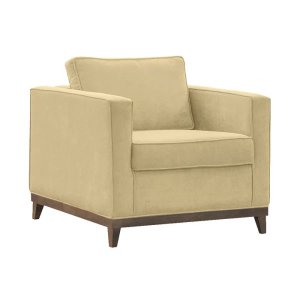 Poltrona Decorativa Aspen 01 Lugar Suede Marfim