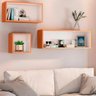 Kit 03 Nichos Decorativos Para Sala de Estar Opala Freijó Off White - Lyam Decor - 2