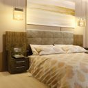 Ver imagem 1 de Cabeceira Casal/Queen Estofada 2 Mesas de Apoio Galaxy New Leifer