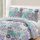 Ver imagem 2 de Kit Cobre Leito Colcha Daily Casal 3 Peças Dupla Face Estampado Floral - Floral 26 - 100% Polié