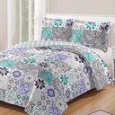 Ver imagem 1 de Kit Cobre Leito Colcha Daily Casal 3 Peças Dupla Face Estampado Floral - Floral 26 - 100% Polié