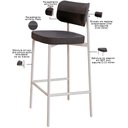 Ver imagem 4 de Kit 04 Banquetas Alta Bar Cozinha Sala de Jantar Aço Branco Kaira C01 Linho Preto Courino Preto - Ly