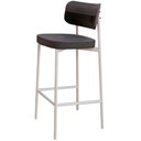 Ver imagem 3 de Kit 04 Banquetas Alta Bar Cozinha Sala de Jantar Aço Branco Kaira C01 Linho Preto Courino Preto - Ly