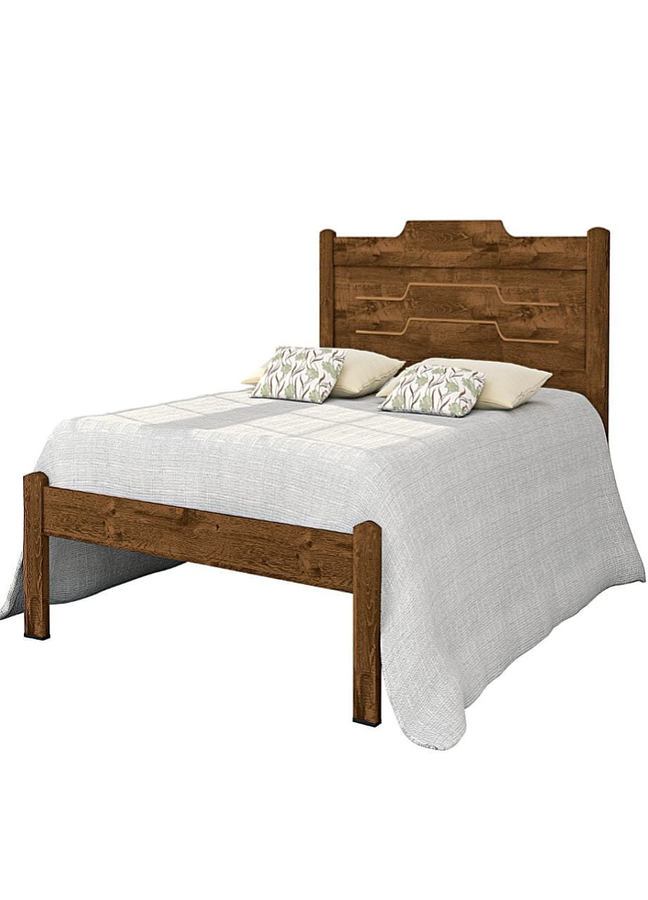 Cama Mary Solteiro 100% Mdf Cabeceira Detalhada:Malbec - 2