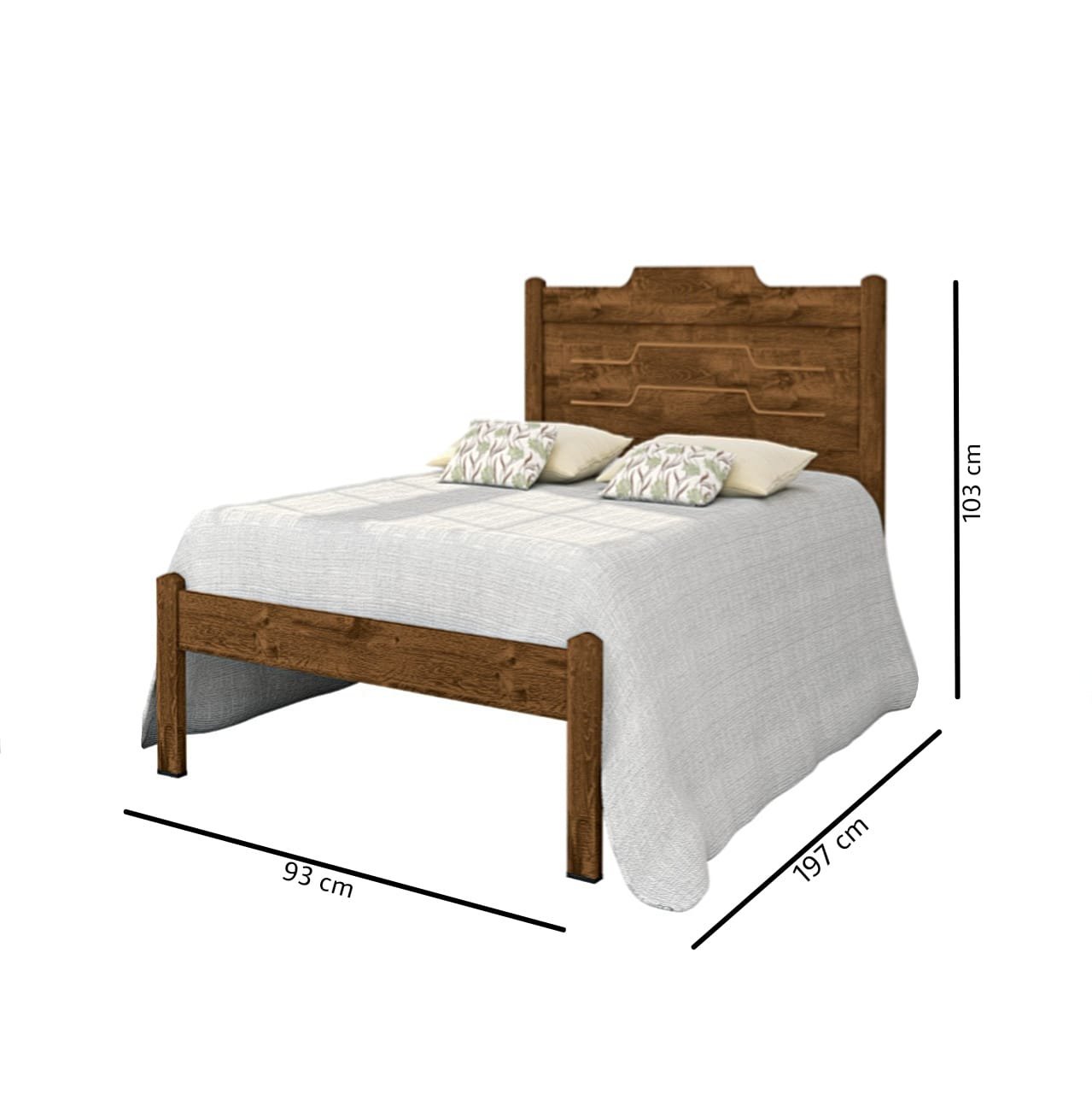 Cama Mary Solteiro 100% Mdf Cabeceira Detalhada:Malbec - 3