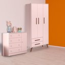 Ver imagem 1 de Conjunto Guarda Roupa Retro e Cômoda Sapateira Rosa