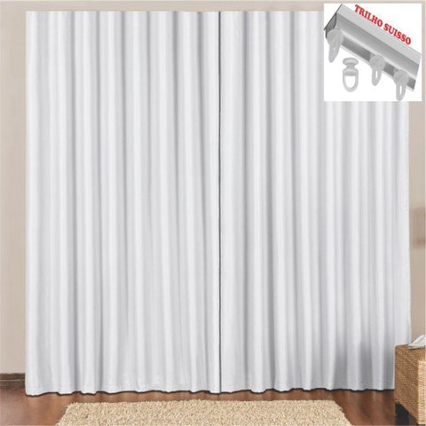 Cortina 3 Mts Sala Quarto Escritório Blackout Original para Trilho Suisso - Gelo