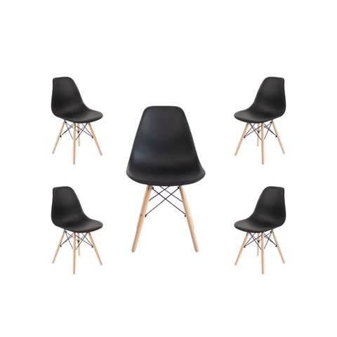 Kit 5 Cadeiras para Cozinha Sala de Jantar Quarto Charles Eames eiffel 130ppp Preto