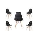Ver imagem 1 de Kit 5 Cadeiras para Cozinha Sala de Jantar Quarto Charles Eames eiffel 130ppp Preto