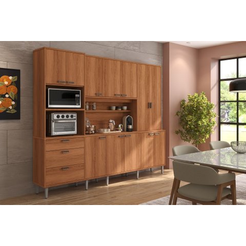 Armário de Cozinha Completo Grande 12 Portas Kit de Cozinha Pulse 2.6 Lukaliam:jequitiba