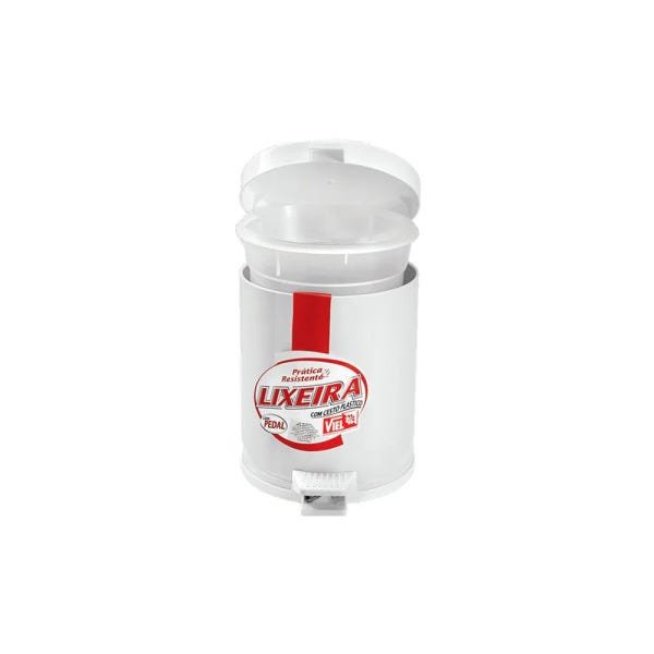 Lixeira com Pedal Branco com Cesto 4,3Lts