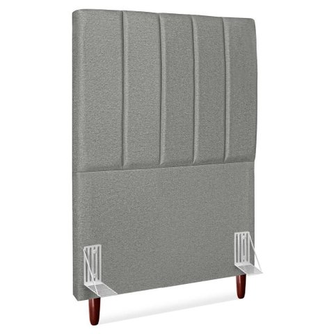 Cabeceira Solteiro 100 Cm com Frame Carla Linho Cinza Escuro Artte
