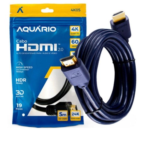 Cabo HDMI Macho X Macho 2.0 4k 19 Pinos Ultra HD 5,0 Metros