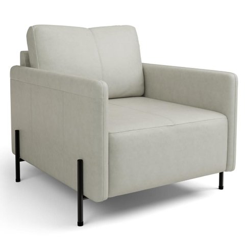 Poltrona Decorativa para Sala Living Pés Industrial Domani L06 Veludo Gelo - Lyam Decor