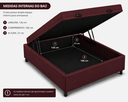 Ver imagem 4 de Kit Cama Box Baú Casal 138x188 cm + Colchão Molas Ensacada Casal 24 cm Vinho Suede