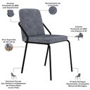 Ver imagem 3 de Kit 04 Cadeiras Estofada para Sala de Jantar Loft Preto C01 Linho Prata - Lyam Decor