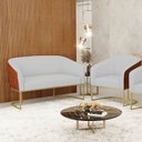 Ver imagem 2 de Namoradeira e Poltrona Industrial Dourado Stella Noz/linho Cinza D03 - D'Rossi