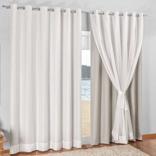 Cortina Blackout com Voil Branco 4,20x2,50M - 1