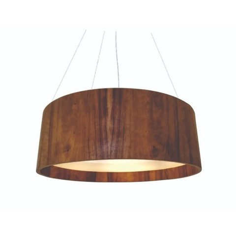 Lustre Pendente Redondo Cilíndrico 70cm em Madeira Imbuia