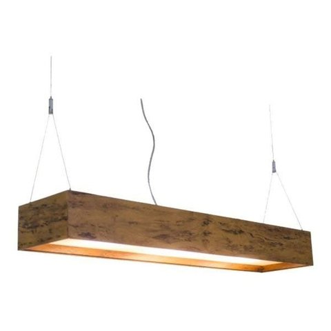 Luminária Pendente 2 Lâmp. Retangular 125cm em Madeira Imbuia
