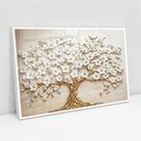 Ver imagem 2 de Quadro Decorativo Árvore da Vida Flores Brancas Sala Quarto Casa Escritório