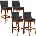 Ver imagem 1 de Kit 04 Banquetas Altas Para Cozinha Sala De Jantar Fixa Mila B04 Bouclê Preto - Lyam Decor