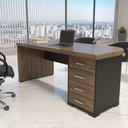 Ver imagem 2 de Mesa para Escritório 4 Gavetas Lado Direito 180cm Tamburato Executiva A06 Marrom/Preto - Mpozenato