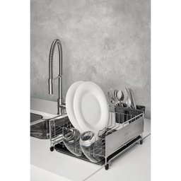 Escorredor de Louça Tramontina Plurale em Aço Inox Preto com Secador e Porta Talheres - 3