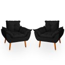 Ver imagem 1 de Kit 2 Poltrona Opala Preta Suede Decorativa para Sala Escritório Biselos-Decor