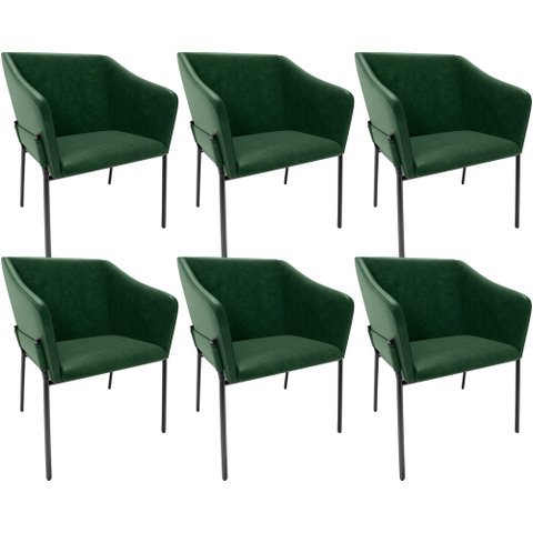 Kit 6 Cadeiras para Sala de Jantar Estar Living Olívia L02 Couríssimo Verde - Lyam Decor