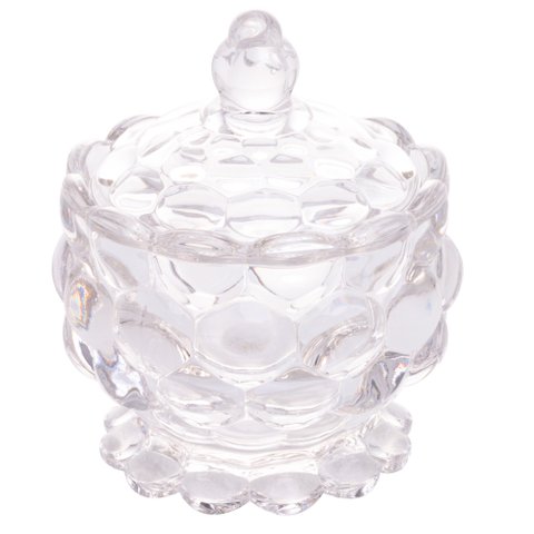 Potiche Decorativo C/ Pé de Cristal de Chumbo Bolhas 8,5x11cm