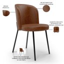 Ver imagem 4 de Kit 3 Cadeiras Sala de Jantar Estofada Gavi L02 Couríssimo Marrom - Lyam Decor