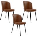 Ver imagem 1 de Kit 3 Cadeiras Sala de Jantar Estofada Gavi L02 Couríssimo Marrom - Lyam Decor