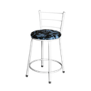 Ver imagem 3 de Jogo 2 Banqueta Baixa Para Cozinha Epoxi Branca Estofado Floral Floral
