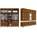 Ver imagem 3 de Guarda Roupa Casal Rústico com Espelho Madeira Maciça Chicago - Castanho
