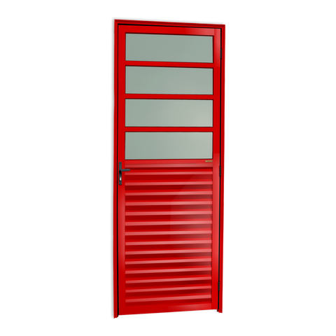 Porta de Cozinha Alumínio 80 Esq L25 V.Boreal Vermelho Brimak