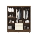Ver imagem 3 de Guarda Roupa Roupeiro Solteiro Ideal 6 Portas Plus Imbuia Champanhe Vila Rica