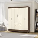 Ver imagem 1 de Guarda Roupa Roupeiro Solteiro Ideal 6 Portas Plus Imbuia Champanhe Vila Rica