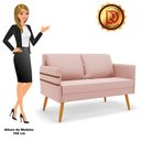 Ver imagem 3 de Namoradeira 02 Lugares Mari Veludo Pés Palito Castanho Rose